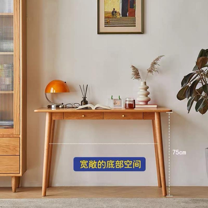 北欧实木书桌白橡木樱桃木学习桌日式原木简约小户型电脑桌写字台