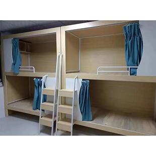 钢木双层上下床儿童托管月牙太空舱宿舍公寓电竞酒店民宿木质床