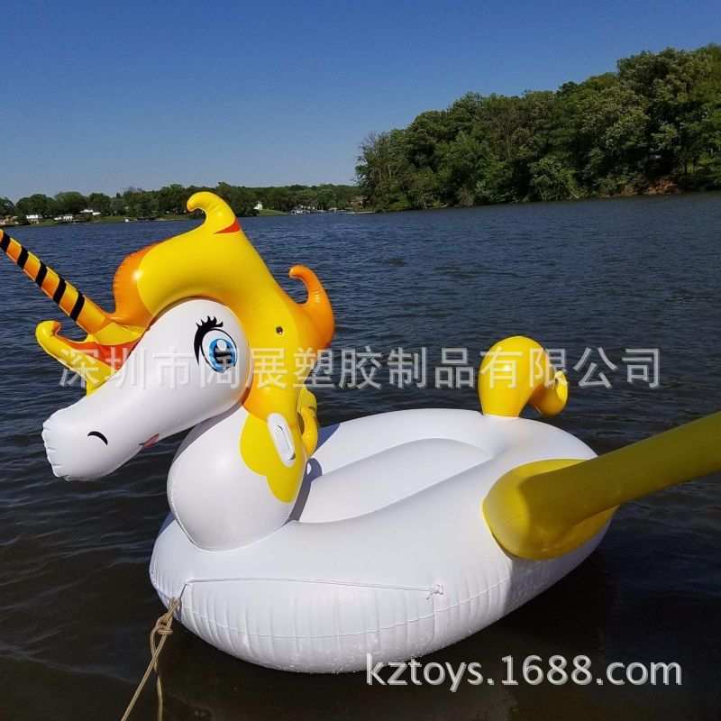工厂现货2017新款充气彩虹独角兽彩天马飞马彩马坐骑浮排