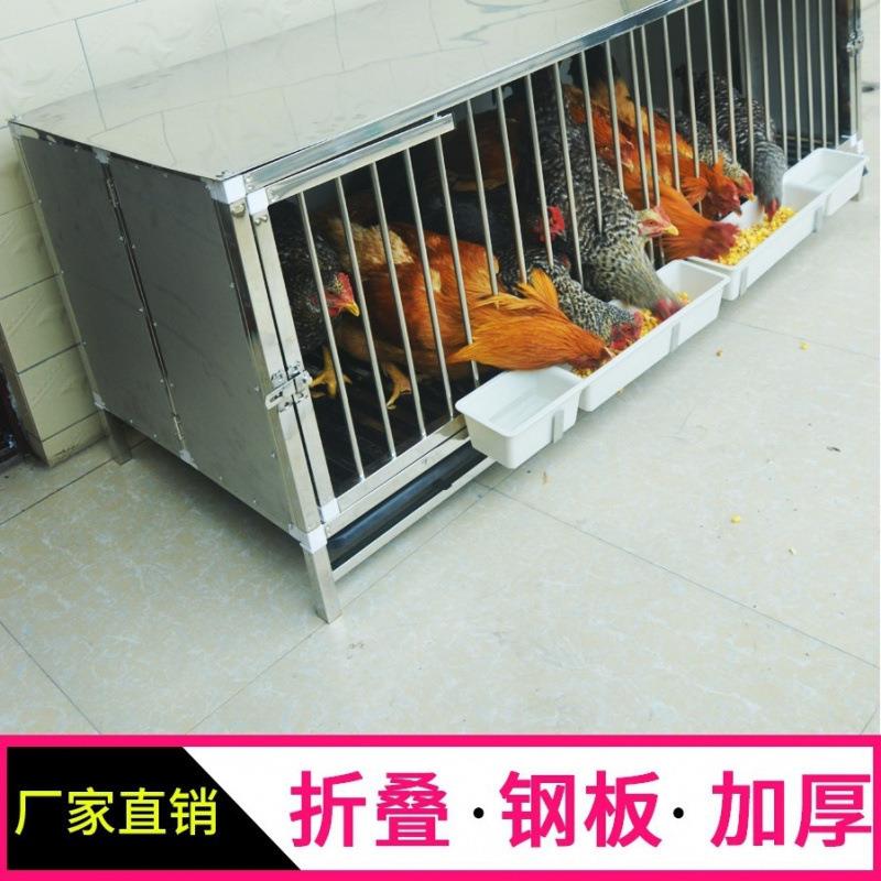 不锈钢折叠鸡笼子家用室外自动清粪鸡笼四面封板户外防雨养鸡舍笼