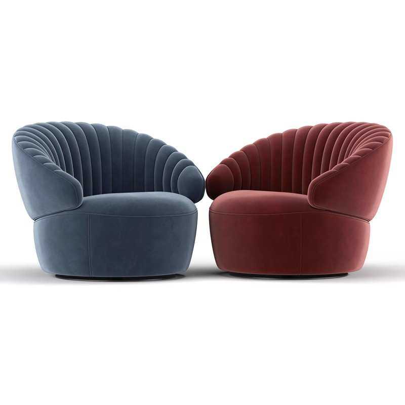 现代简约北欧小户型客厅卧室单人绒布沙发服装店网红弧形软靠背椅