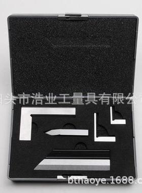 测量工具套装5件不锈钢直尺100mmDIN874/00直角尺75X50模具工直角