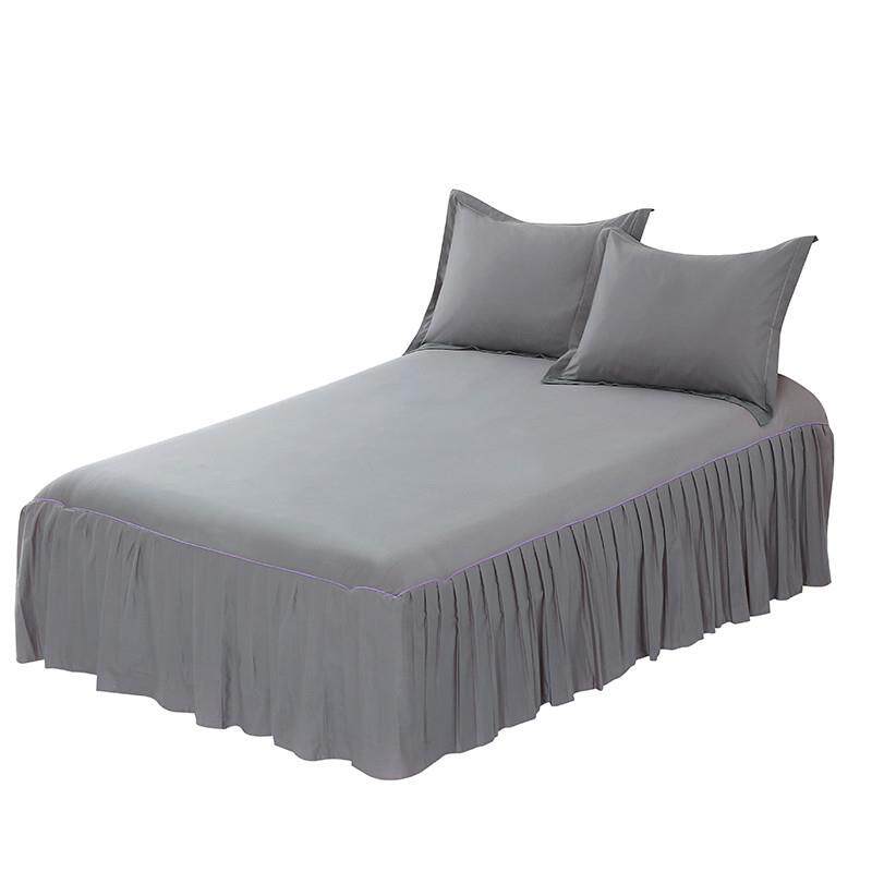 跨境纯棉床裙床罩简约全棉纯色1.5m1.8m床裙防滑懒人席梦思保