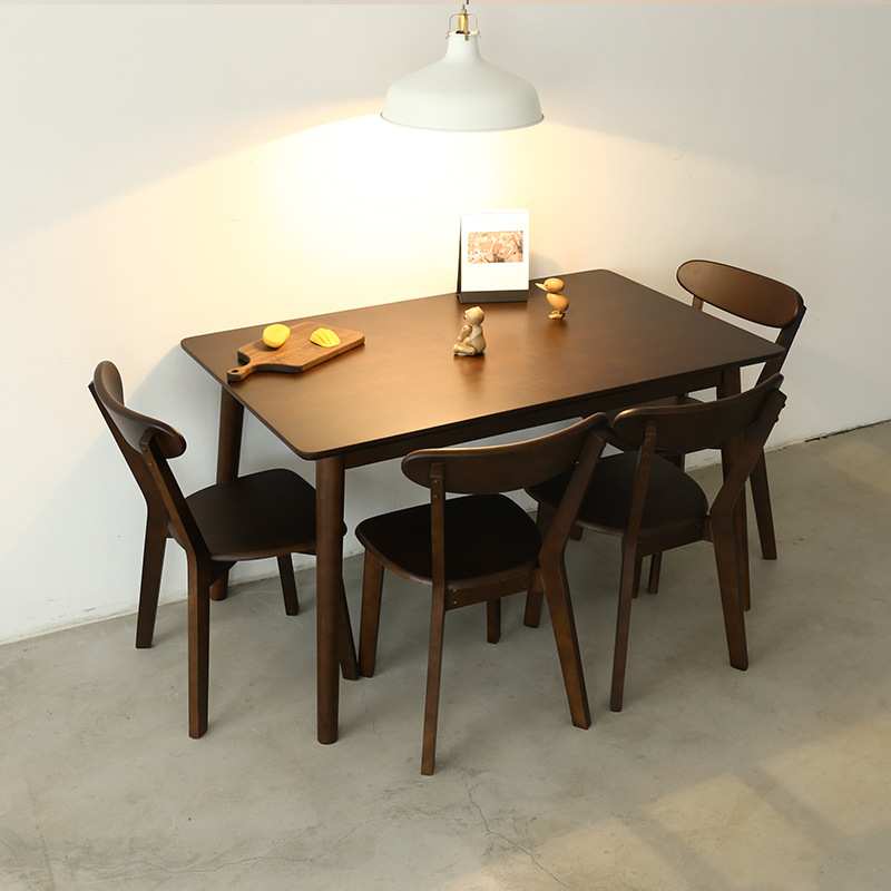 北欧橡木餐桌椅组合 简约小户型全实木饭桌一桌四椅家用餐桌家具