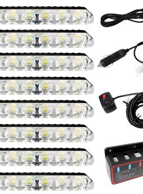 6LED一拖八夹子灯汽车中网爆闪灯48led开道频闪灯格栅警示灯