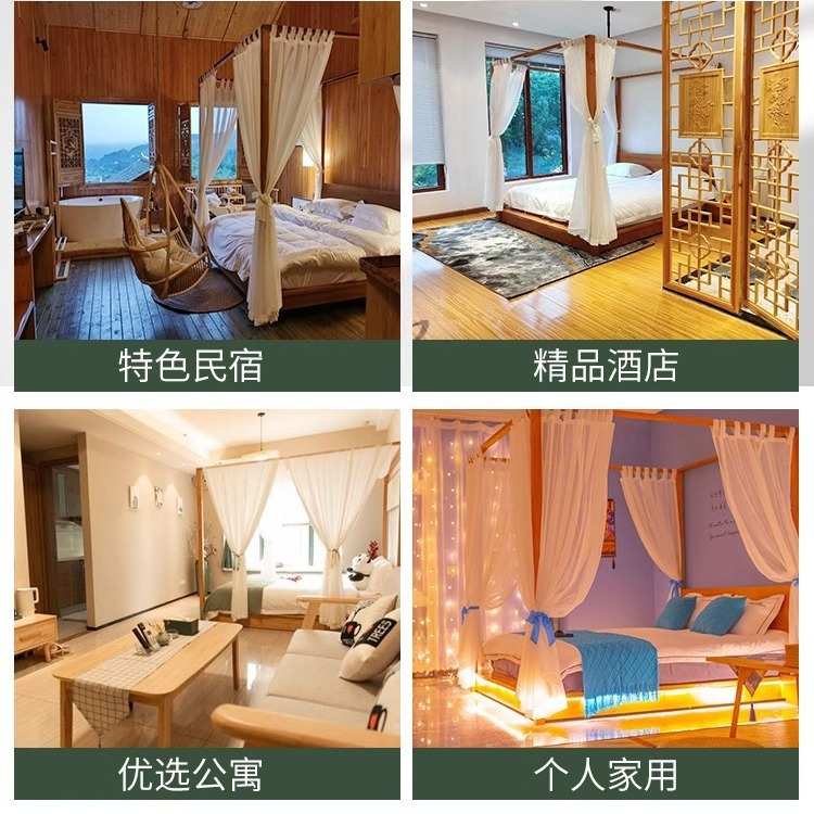新中式实木床现代简约四柱架子床东南亚风格家具民宿榻榻米双人床
