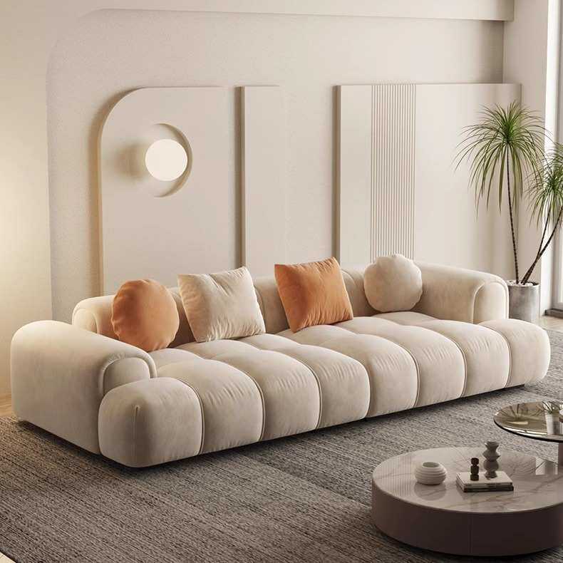 云朵沙发客厅科技布意式极简钢琴键毛毛虫直排方块法式乳胶奶油风