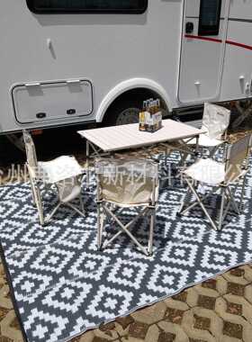 现货6x9FT灰白十字加号编织野餐垫户外休闲庭院垫可折叠