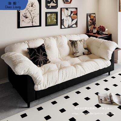 布艺沙发客厅复古新款小户型现代简约双人出租房卧室直排懒人沙发