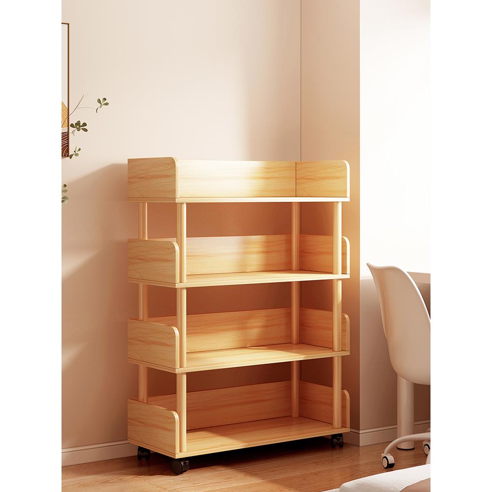 A8L可移动书架落地置物架家用一体收纳架带轮简易客厅靠墙储物架