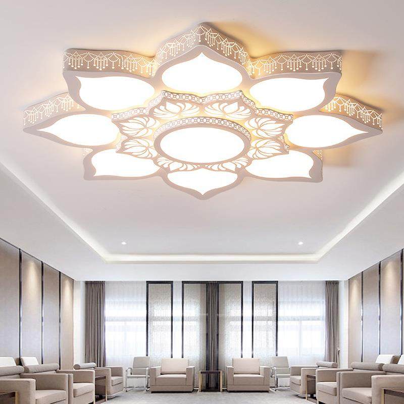 led客厅吸顶灯2024新款莲花灯创意大气现代简约花形灯1.2米大灯具