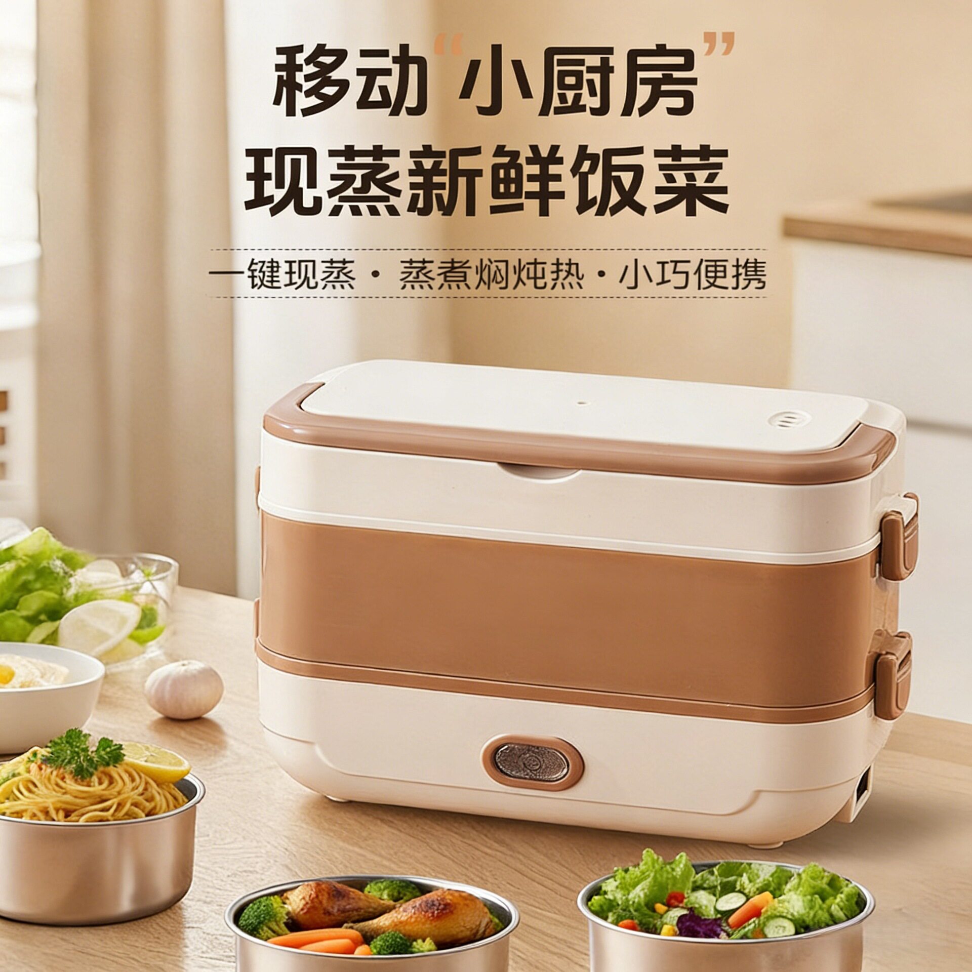 便携式电热饭盒办公出差预约保温上班族蒸煮电热饭盒热饭菜神器