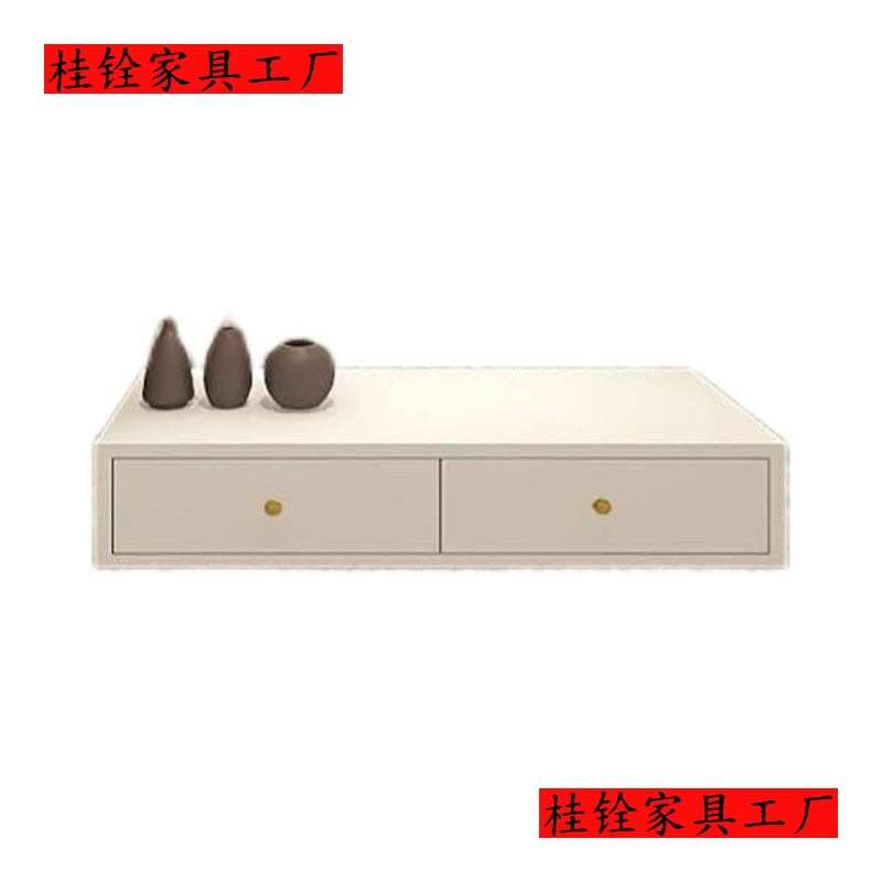北欧壁挂写字台书桌带抽屉书架现代简约木质挂墙上家用双人电脑桌