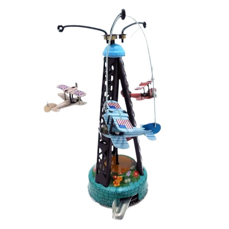 MM264铁皮双翼旋转飞机 怀旧主题个性摆件创意礼品铁皮工艺品