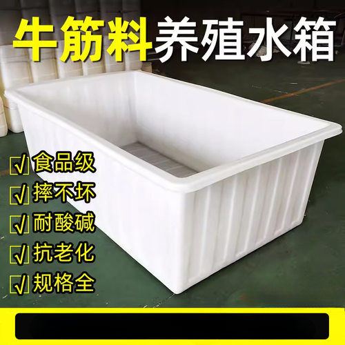 大号加厚牛筋塑料水箱长方形储水桶水产养殖方桶养鱼卖鱼牛筋浅盆