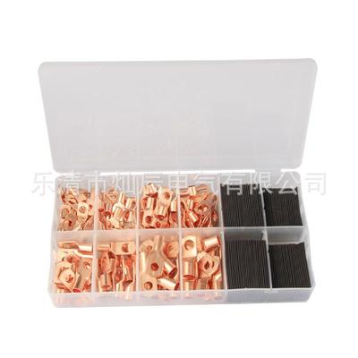 铜鼻子接线端子260PCS环形铜端子线鼻子SC裸端子+黑色热缩管端子