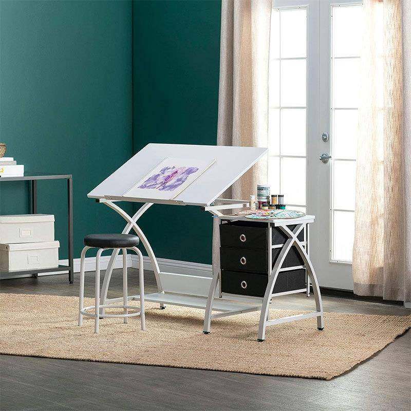 绘图写字工艺桌和配套凳子套装,带存储和可调节顶部,收纳整理,烫衣板及配件,淘宝优惠券,粉丝福利购,淘宝优惠卷