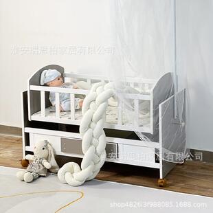 新款编织婴儿床防撞条三股麻花辫床围抱枕打结长条实木BB床