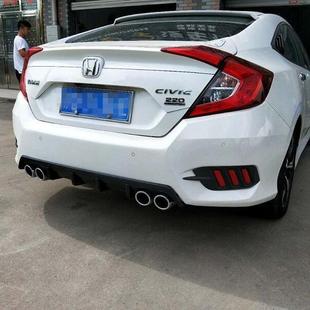 10十代思域后扰流板改装排气管四出后唇尾翼大包围