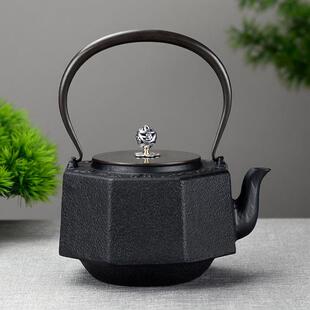 1200ml八面素壶日式铸铁手工煮水泡茶铁壶茶壶新中式茶室居家摆件