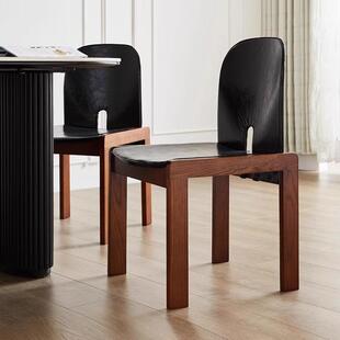 法式复古中古餐椅实木椅子靠背椅实木设计师餐椅新中式油蜡皮餐椅