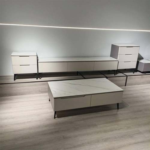 现代简约小户型家用客厅岩板长方形茶几电视柜二斗柜三斗柜组合