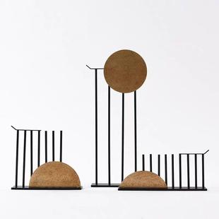 现代极简金属屏风日出摆件桌面电视柜玄关卖场装饰品金属工艺软装