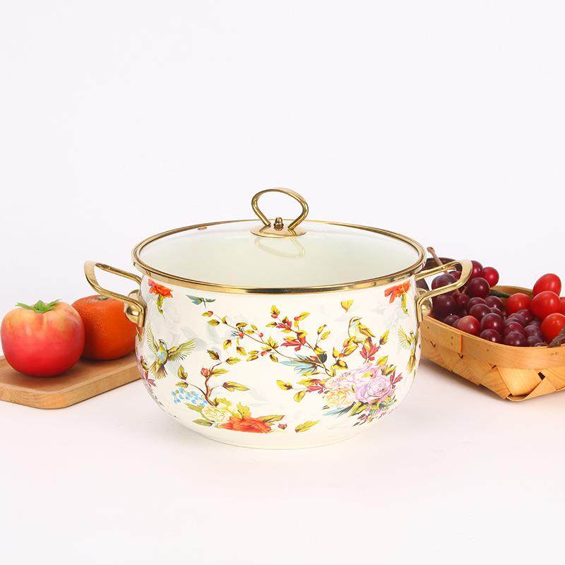 复古花色搪瓷汤锅花鸟古典汤锅海鲜锅搪瓷煲搪瓷汤煲现货玻璃盖锅,纺织面料/辅料/配套,纺织机械配件,淘宝优惠券,粉丝福利购,淘宝优惠卷
