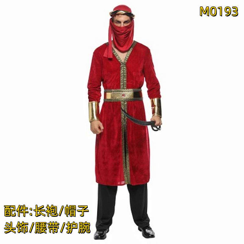 万圣节M0193金丝绒红袍忍者波斯士兵舞台晚会表演Cos服装
