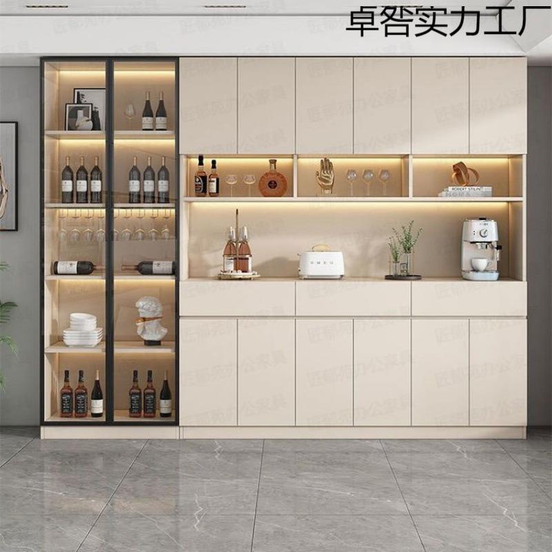 实木轻奢酒柜餐边柜一体靠墙高柜厨房储物柜子碗柜家用客厅茶水柜
