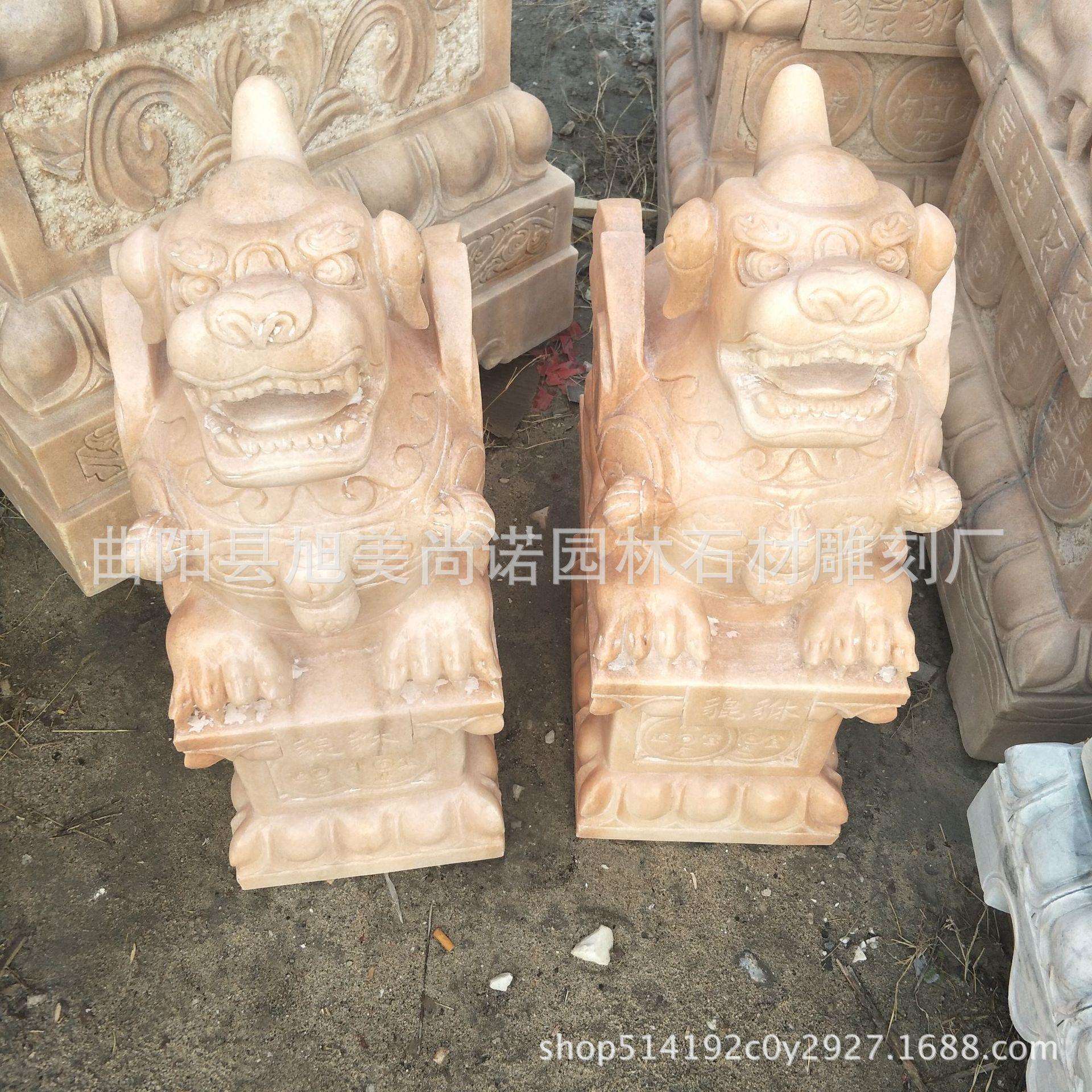 现货供应晚霞红貔貅狮子商场公司门口石雕动物摆件手工招财貔貅