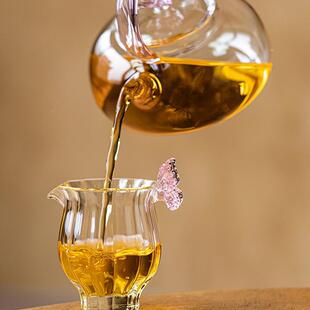 画续茶粉蝶花功苞玻璃公道杯玻璃海茶夫道配件耐高温分茶KRU器无