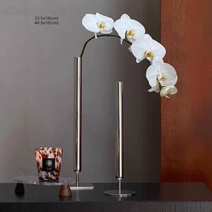 件坐客轻13366奢高级感不钢花瓶插花装器中古风艺锈术饰摆蝴蝶兰