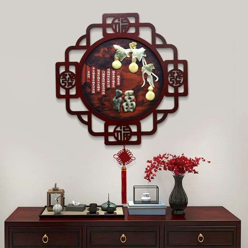 客厅装饰画挂件电视沙发背景墙壁画餐厅玄关玉石浮雕中式高档挂画