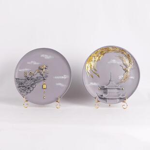 现代新中式堂树脂展描金件立盘摆样版房厅隔断书柜酒MC-TY-76店大