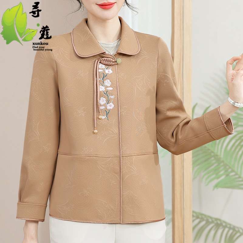 中老年外套女春秋新品40岁中年妈妈装新品50岁春装短款刺绣开衫女