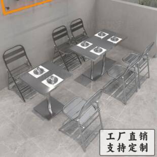 不锈钢桌小圆桌面工业风酒饭馆子咖吧啡长厅快75134餐小吃店方桌