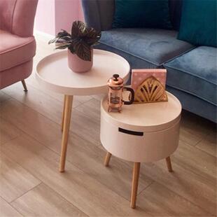 创意茶几北无品牌/欧小户型阳台边几储物小圆桌子室客卧简约现代