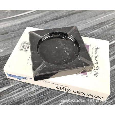 现代简约大理石烟灰缸样板房售楼处家居茶几桌面实用大理石烟灰缸