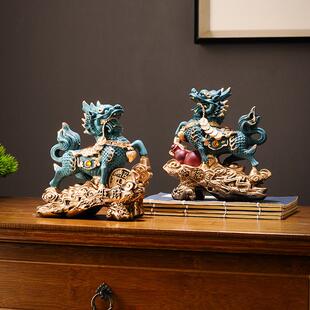 新中式福字套装乔迁礼客厅玄关案台电视柜麒麟组合摆件瑞兽家居