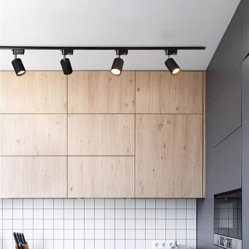 极简轨道射灯led天花灯家用北欧衣帽间明装筒灯无主灯客厅小射灯