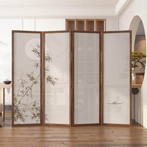 实木屏风隔断入户正对门遮挡可折叠移动卧室茶室酒店办公室新中式