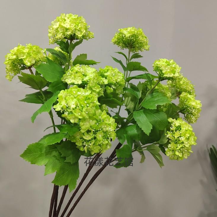 彷真3头木绣球网红雪球花客厅摆放假花家居装饰花店面婚庆绣球花