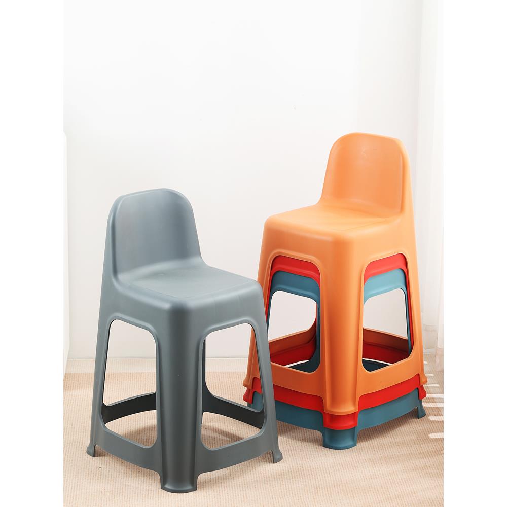 高脚板凳塑料凳子加厚靠背椅子成人儿童餐桌凳客厅家用高腰吧台凳