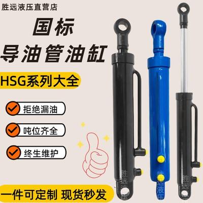 液压油缸大全带引管油缸HSG系列油缸双向工程缸5吨耳环式爬梯专用