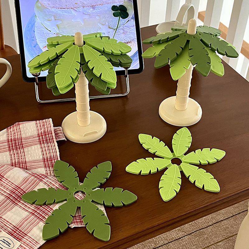 ins风家用椰子树杯垫隔热垫高颜值桌面摆件咖啡杯垫厨房餐桌垫子