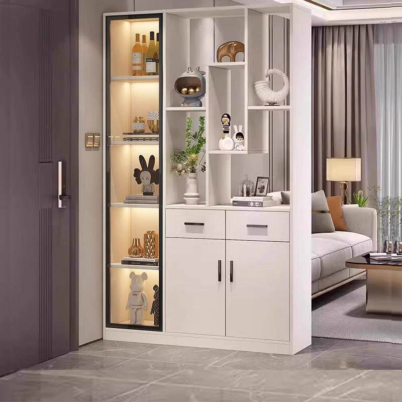 实木玄关柜鞋柜一体2025款实木酒柜现代简约玻璃门屏风客厅隔断柜