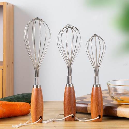 高颜值可立式304不锈钢木柄打蛋器手动商用家用鸡蛋液面糊搅拌器