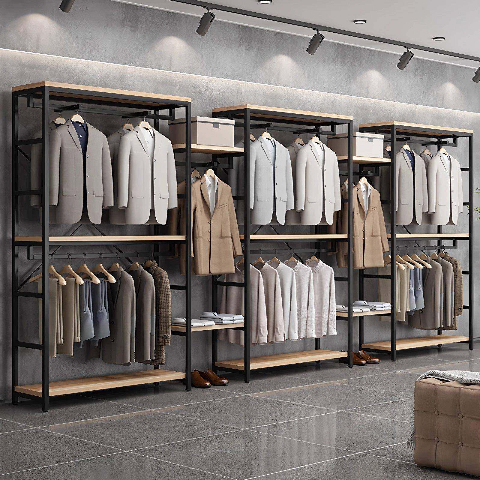 服装展示架双层落地衣架商场男女童装货架铁艺展柜组合挂衣服架子