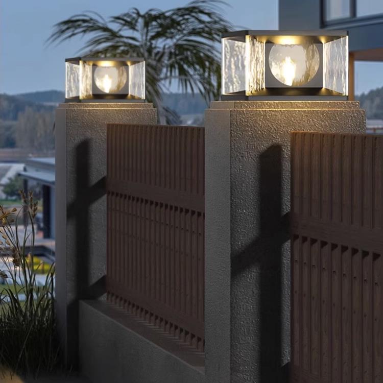 柱头灯太阳能门柱灯庭院柱子灯户外别墅大门灯防水室外院子围墙灯